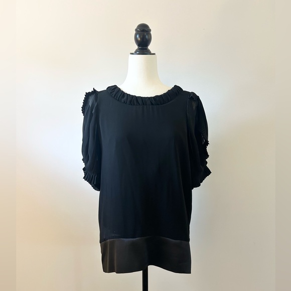 Black Ruffled Organza Blouse, Festive, Evening - size Medium - Picture 2 of 6